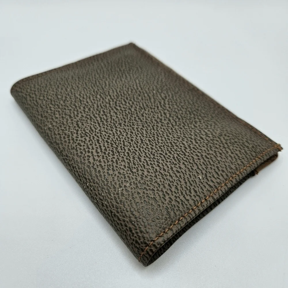 VINTAGE Pierre Cardin Pebbled Brown Leather Slim Card Holder Wallet